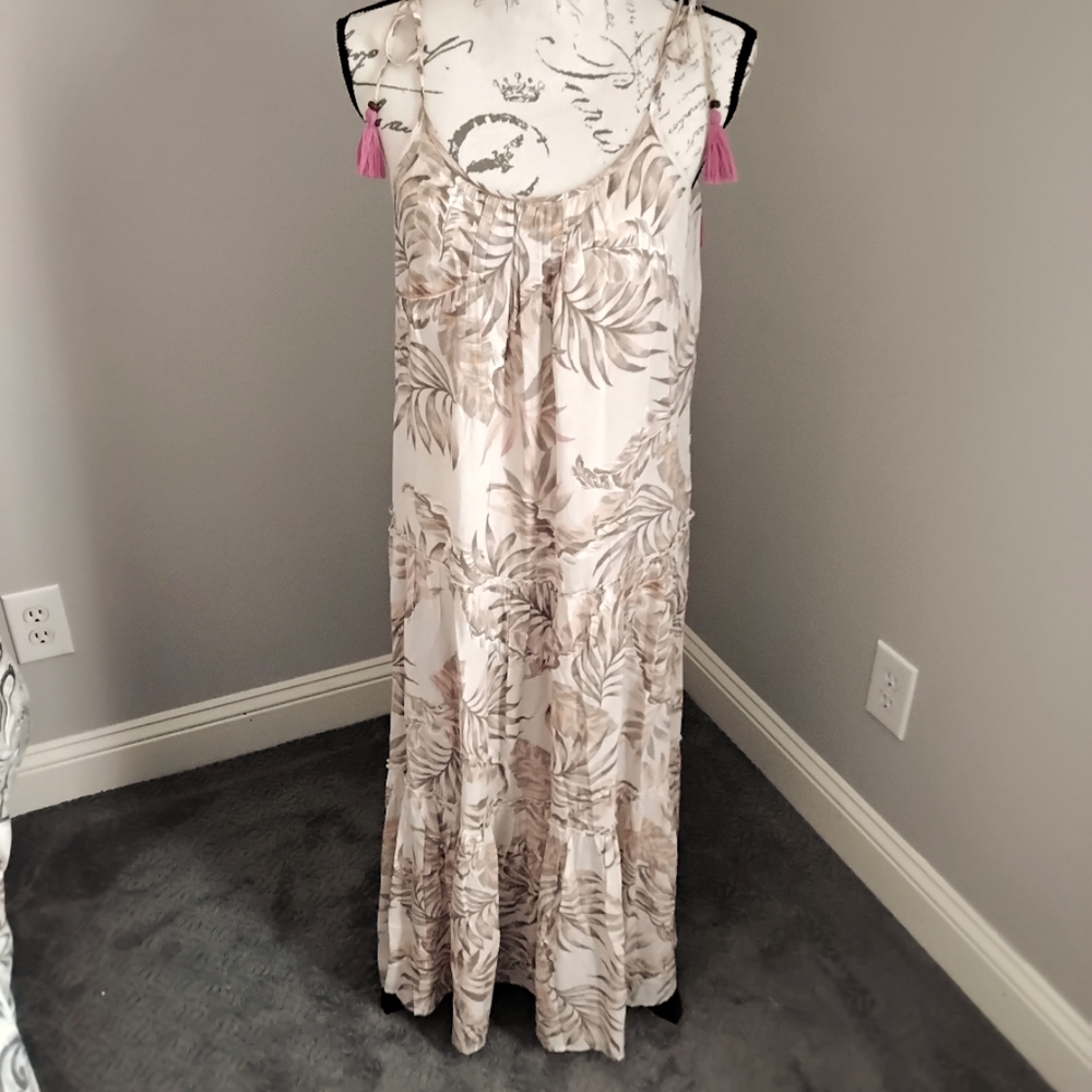 Blue Island Tiered Maxi Dress/Beach Cover-Up - S